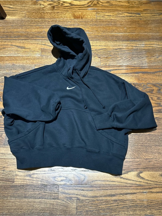 Nike Tops - Oversized Nike Black Women's Pullover Hoodie with White Swoosh